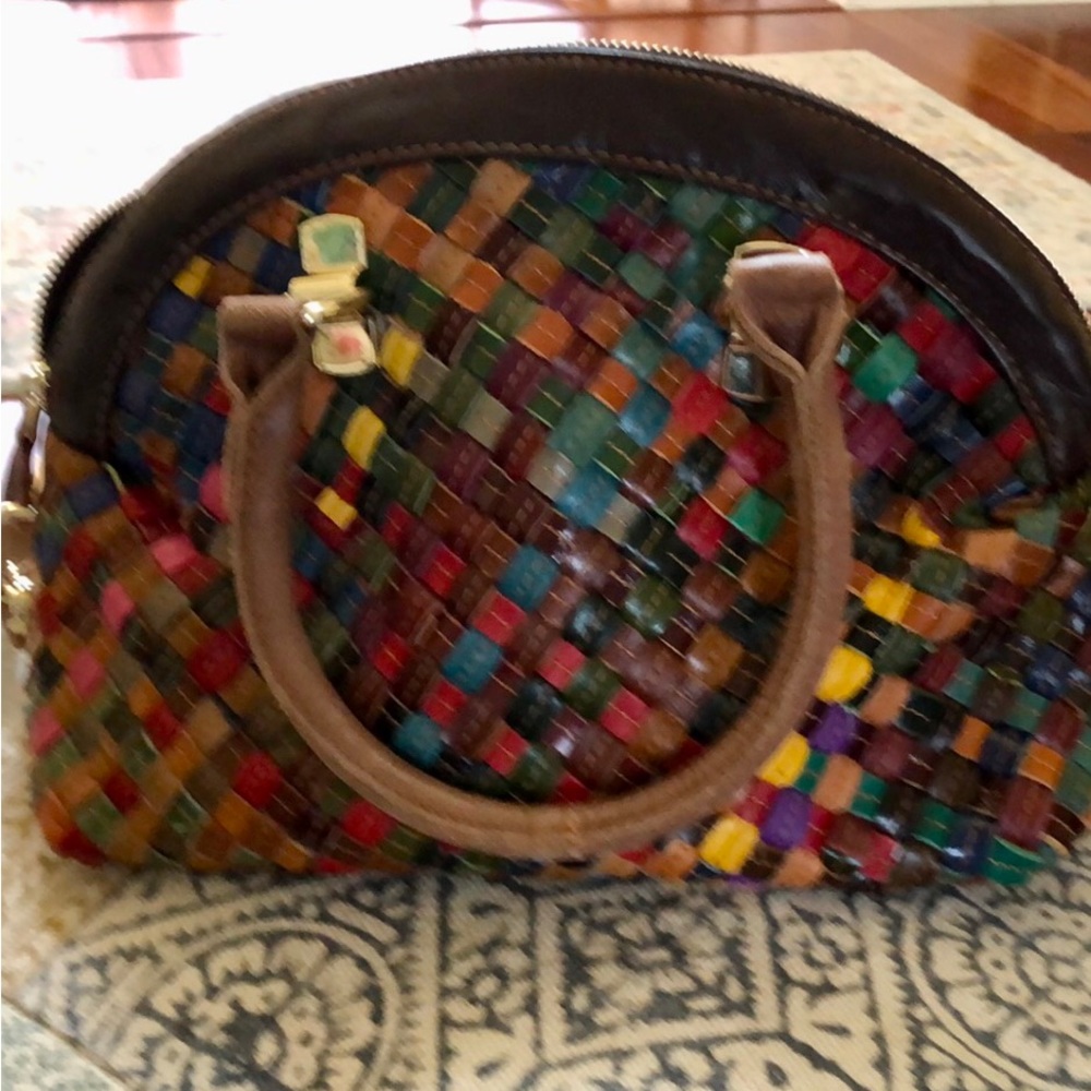 Chaos brand all leather multicolor woven bag